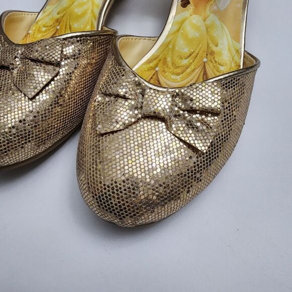 H&M Girls Disney Beauty Beast Belle Elegant Gold Glitter Heels Shoes Size 12 - Picture 3 of 14